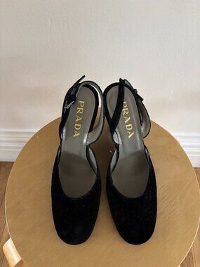 Prada Velvet Slingback Wedges